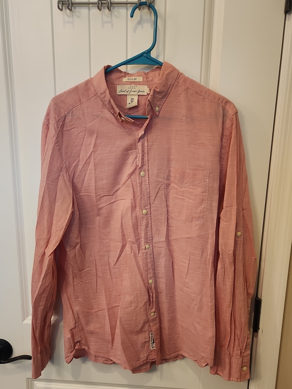 L.O.G.G Men's Long-Sleeve Button-Down Shirt in Dusty Pink